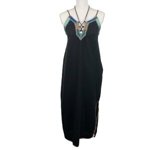 Boemo | Levisa Black Embroidered Strappy Maxi Dress